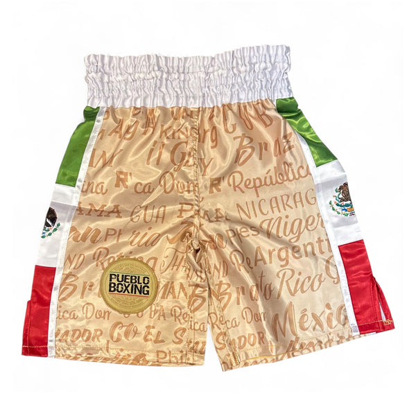 Pueblo Boxing Mexico Flag Khaki Boxing Trunk